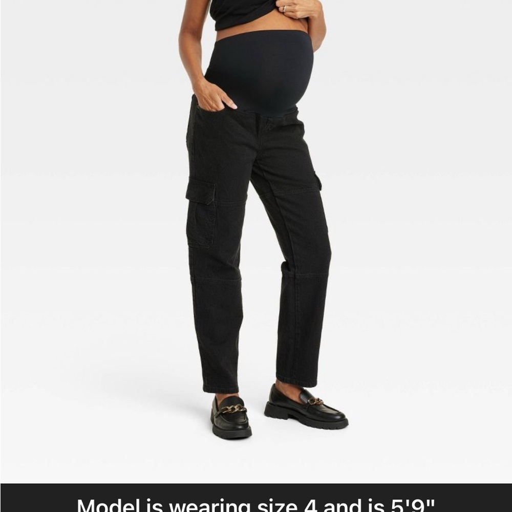 Isabel Maternity by Ingrid & Isabel Black Straight Leg Jeans. Mommy to be pants
